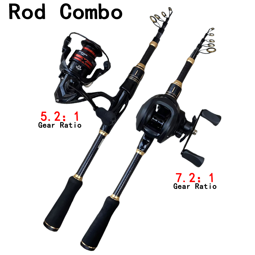 Fishing Rod Combo - Telescopic Baitcasting Fishing Rod Reel Set